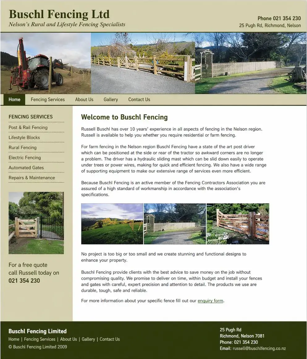 Before website preview for Buschl Fencing