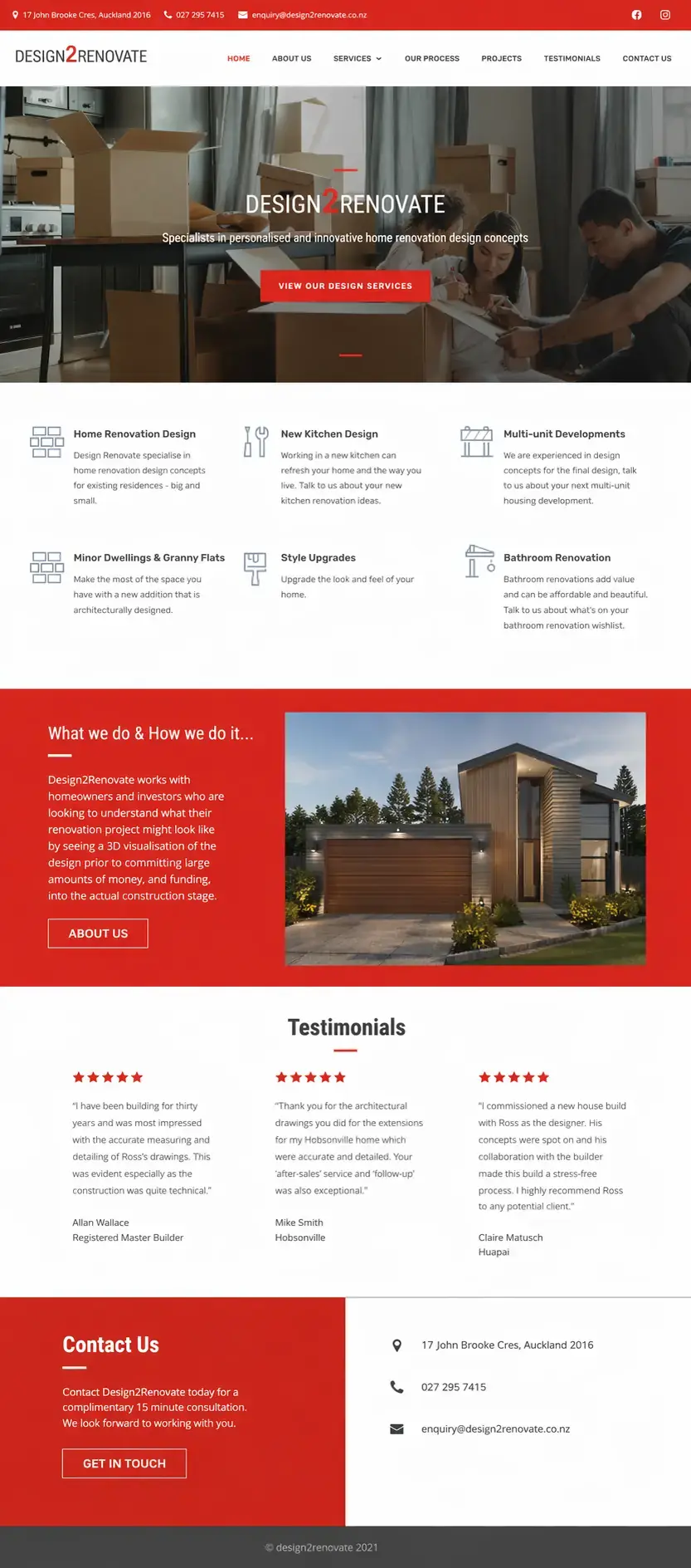 Before website preview for Design2Renovate