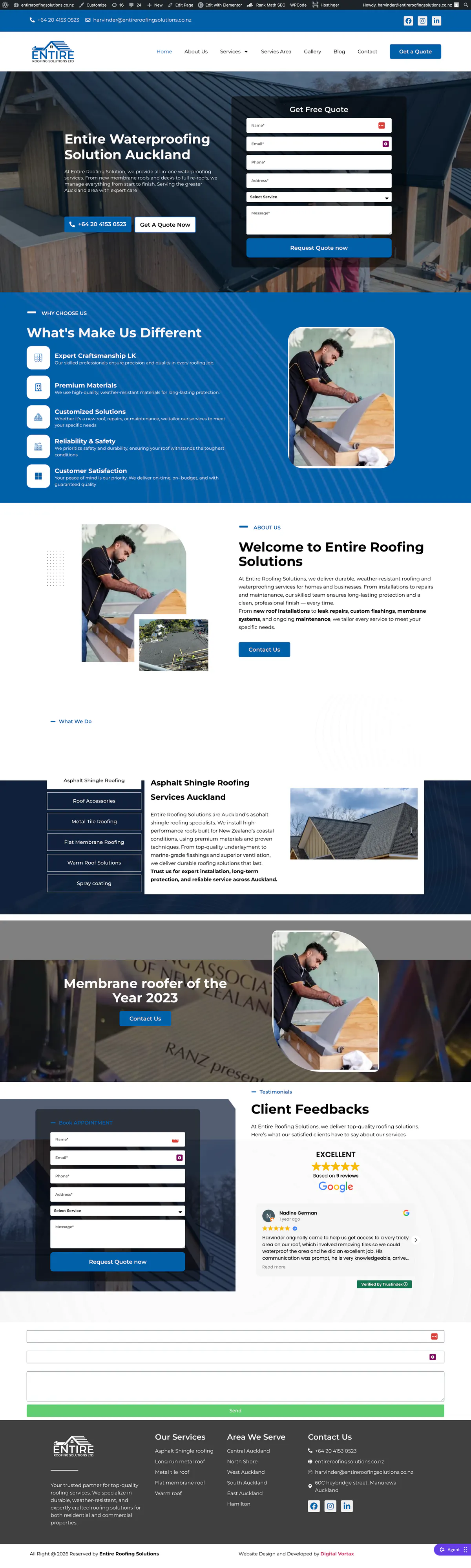 Before website preview for Entire Roofing Solutions