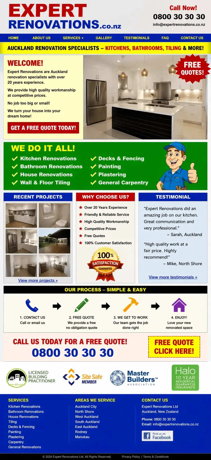 Before website preview for Expert Renovations
