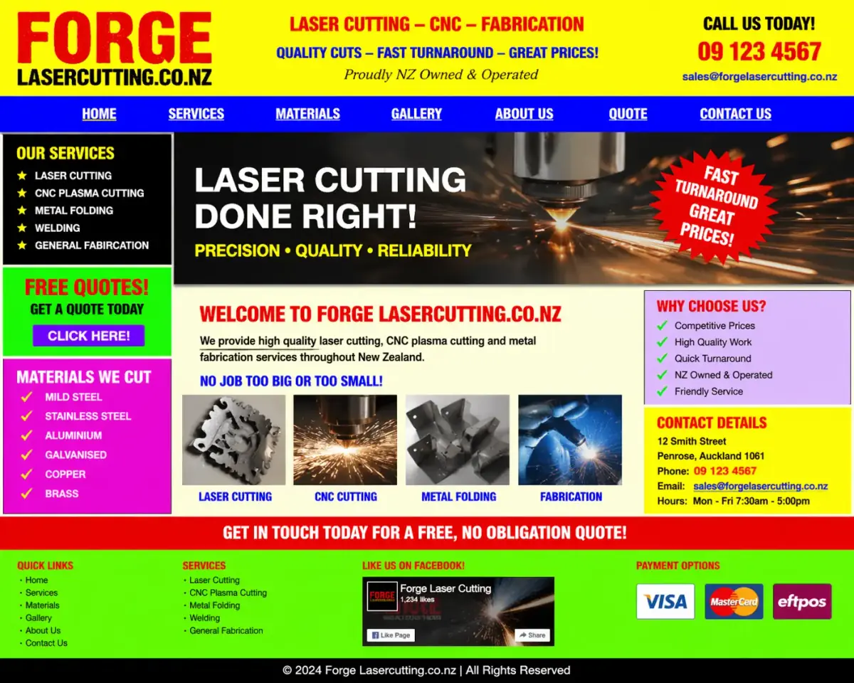 Before website preview for Forge Laser Cutting