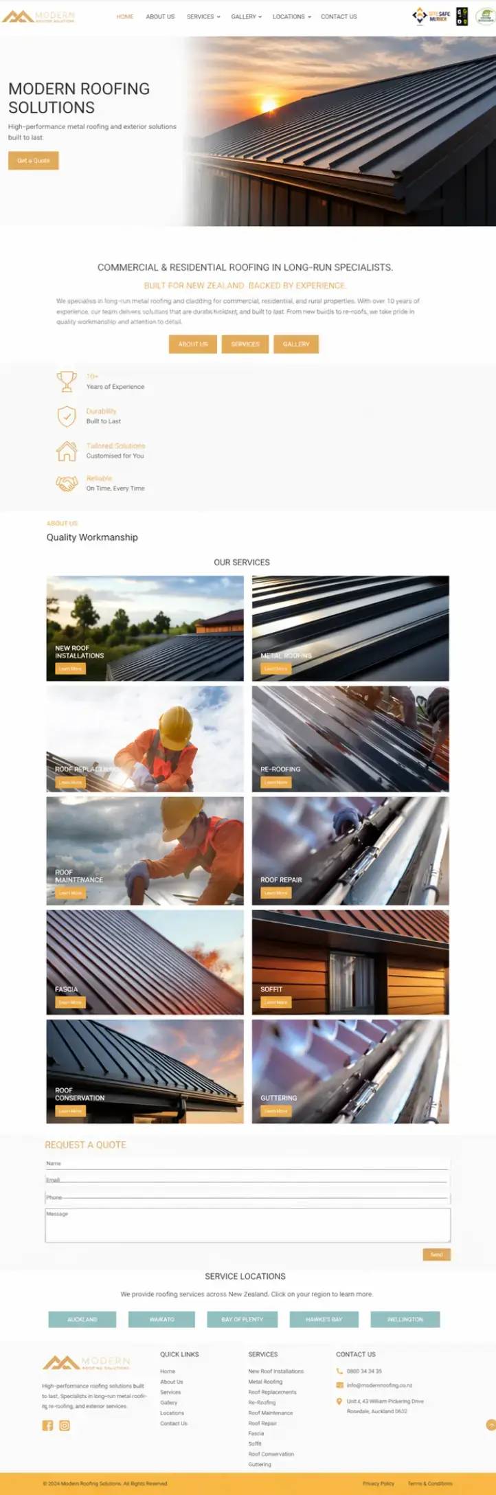 Before website preview for Modern Roofing