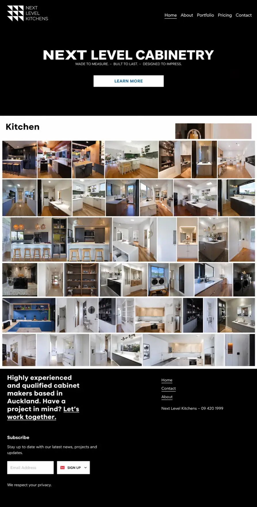 Before website preview for Next Level Kitchens
