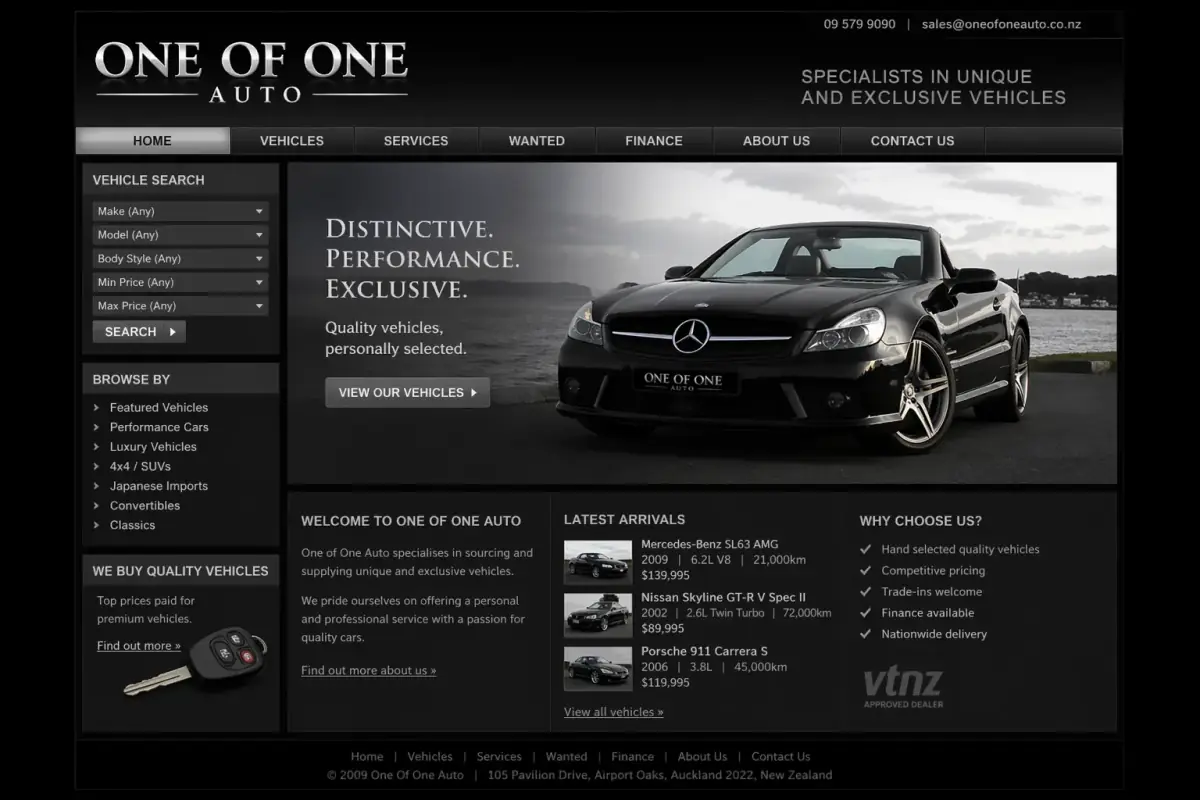 Before website preview for One of One Auto