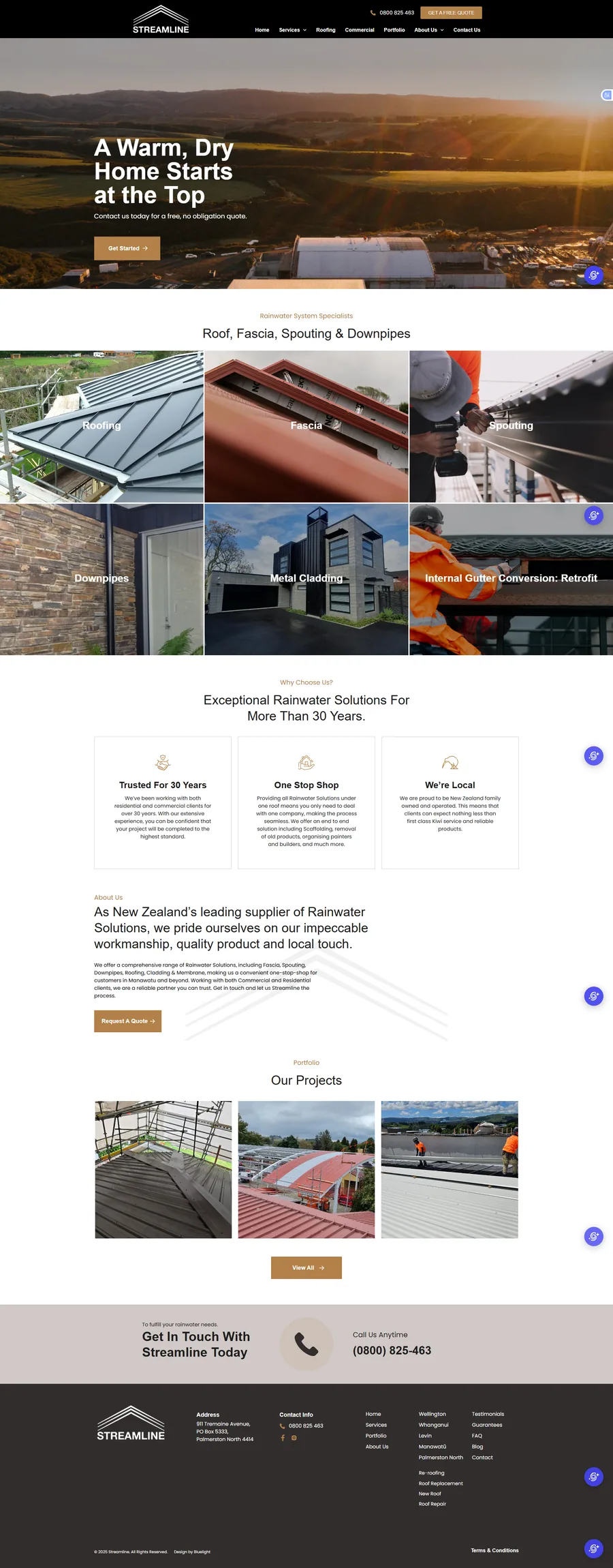 Before website preview for Streamline Roofing