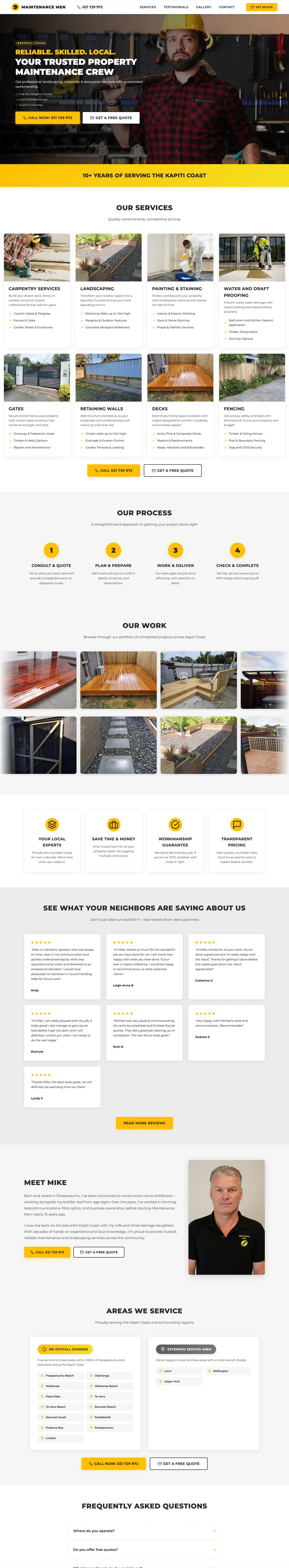 Full website preview for Maintmen