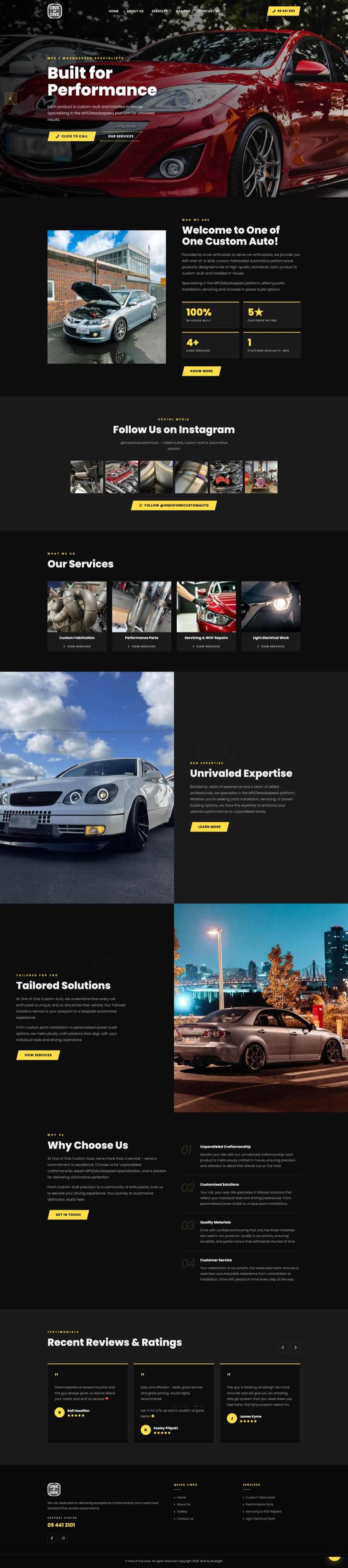 Full website preview for One of One Auto