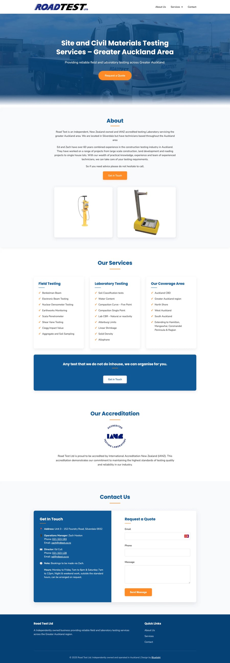 Full website preview for RD Test